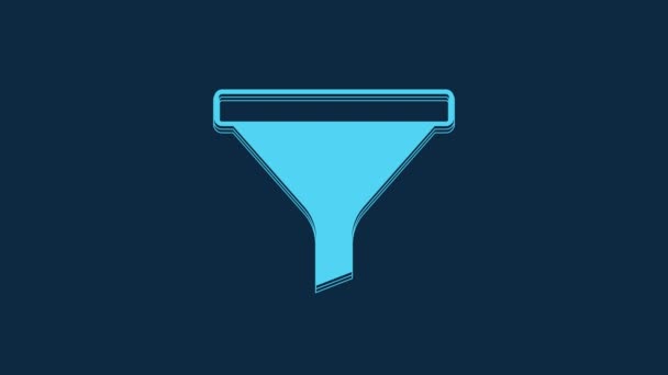 Blue Funnel Filter Icon Isolated Blue Background Video Motion Graphic — Video Stock