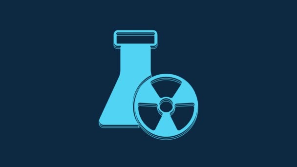Blue Laboratory Chemical Beaker Toxic Liquid Icon Isolated Blue Background — Vídeos de Stock