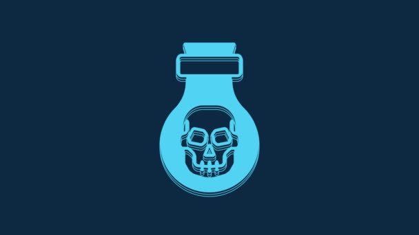 Blue Poison Bottle Icon Isolated Blue Background Bottle Poison Poisonous — Vídeos de Stock