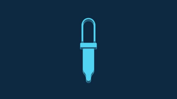 Ікона Блакитного Піпета Ізольована Синьому Фоні Елемент Медичного Хімічного Обладнання — стокове відео