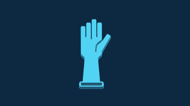 Blue Medical Rubber Gloves Icon Isolated Blue Background Protective Rubber — Video Stock