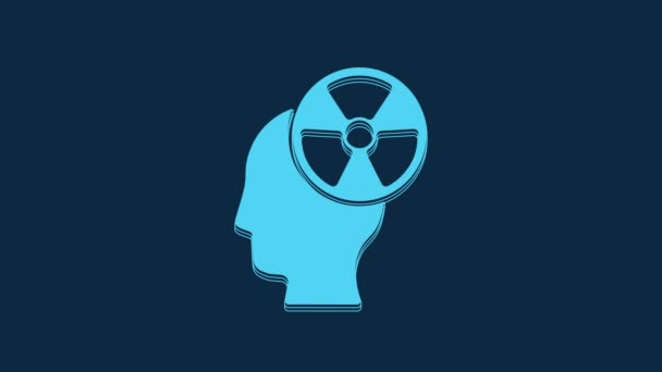 Blue Silhouette Human Head Radiation Symbol Icon Isolated Blue Background — Vídeos de Stock