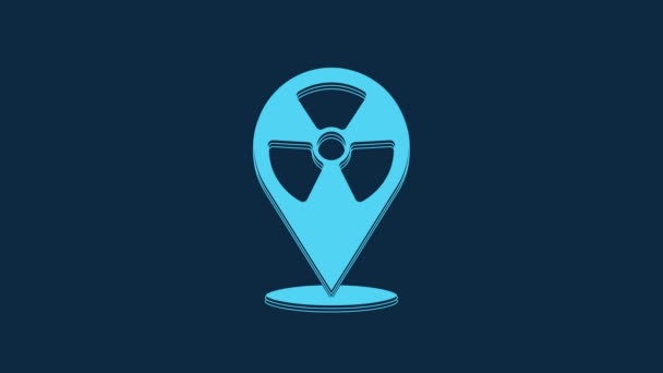 Blue Radioactive Location Icon Isolated Blue Background Radioactive Toxic Symbol — 图库视频影像