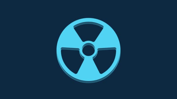 Синий Значок Радиоактивный Синем Фоне Радиоактивный Токсичный Символ Знак Радиационной — стоковое видео