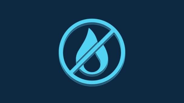 Blue Fire Icon Isolated Blue Background Fire Prohibition Forbidden Video — Stock Video