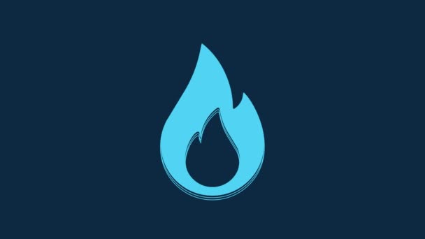 Blue Fire Flame Icon Isolated Blue Background Video Motion Graphic — Stock Video
