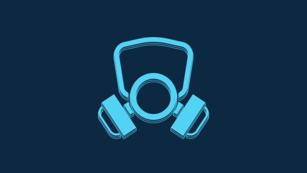 Blue Gas Mask Icon Isolated Blue Background Respirator Sign Video — Stock Video