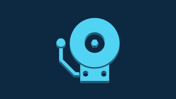 Blue Ringing Alarm Bell Icon Isolated Blue Background Fire Alarm — Stok video