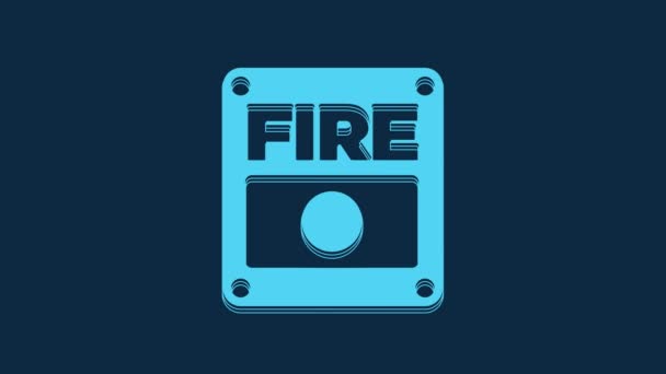 Μπλε Εικόνα Συστήματος Συναγερμού Πυρκαγιάς Απομονωμένη Μπλε Φόντο Τραβήξτε Κουτί — Αρχείο Βίντεο