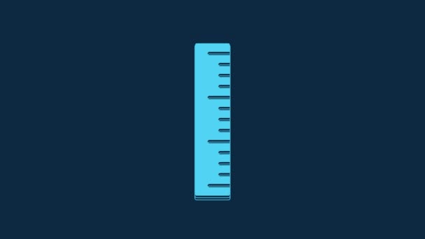 Blue Ruler Icon Isolated Blue Background Straightedge Symbol Video Motion — Stock video