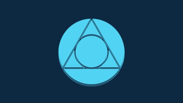 Blue Triangle Math Icon Isolated Blue Background Video Motion Graphic — 图库视频影像