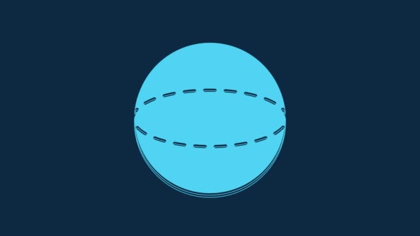 Blue Geometric Figure Sphere Icon Isolated Blue Background Abstract Shape — Stok video