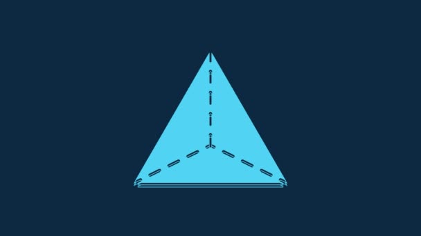Niebieska Figura Geometryczna Ikona Czworościanu Odizolowana Niebieskim Tle Abstrakcyjny Kształt — Wideo stockowe