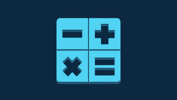 Blue Calculator Icon Isolated Blue Background Accounting Symbol Business Calculations — Vídeos de Stock