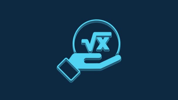Blue Square Root Glyph Icon Isolated Blue Background Mathematical Expression — Stockvideo
