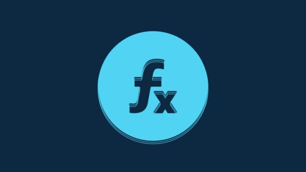 Blue Function Mathematical Symbol Icon Isolated Blue Background Video Motion — Stock video