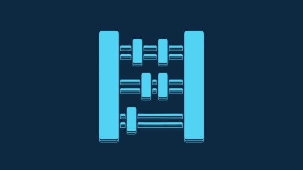 Blue Abacus Icon Isolated Blue Background Traditional Counting Frame Education — 비디오