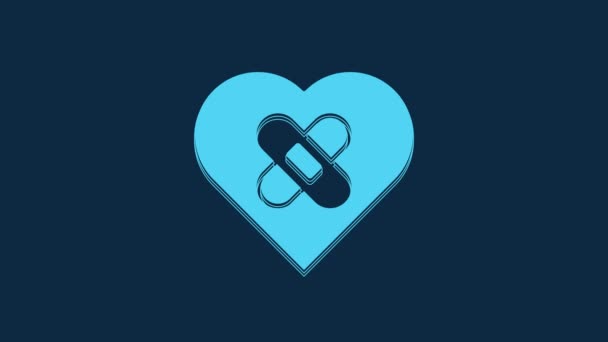 Blue Healed Broken Heart Divorce Icon Isolated Blue Background Shattered — 비디오