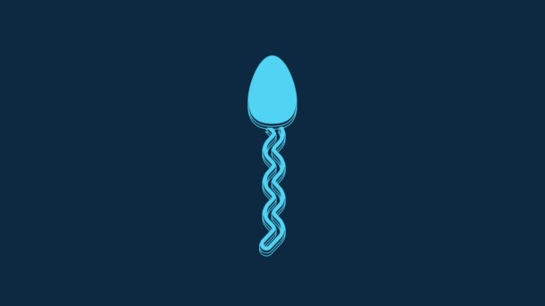 Ícone Esperma Azul Isolado Fundo Azul Animação Gráfica Movimento Vídeo — Vídeo de Stock