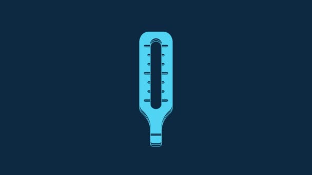 Blue Medical Thermometer Medical Examination Icon Isolated Blue Background Video — Stock Video