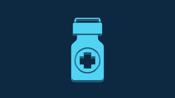 Blue Medicine Bottle Pills Icon Isolated Blue Background Bottle Pill — Video