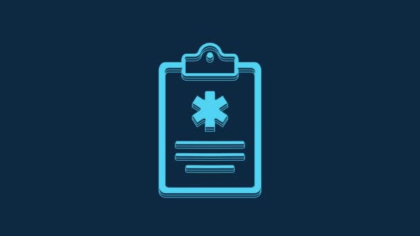Blue Medical Clipboard Clinical Record Icon Isolated Blue Background Health — Wideo stockowe