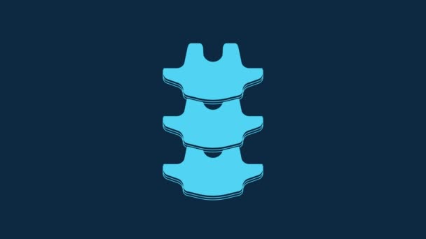 Blue Human Spine Icon Isolated Blue Background Video Motion Graphic — Stock Video