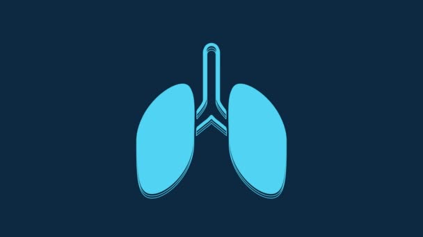 Ikon Blue Lung Diisolasi Dengan Latar Belakang Biru Animasi Grafis — Stok Video