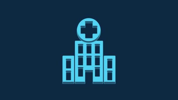 Blue Medical Hospital Building Cross Icon Isolated Blue Background Medical — Wideo stockowe