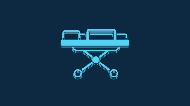 Blue Stretcher Icon Isolated Blue Background Patient Hospital Medical Stretcher — Vídeo de Stock