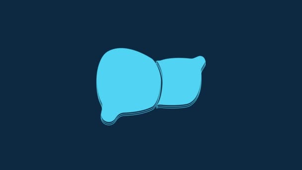 Blue Human Organ Liver Icon Isolated Blue Background Video Motion — Wideo stockowe