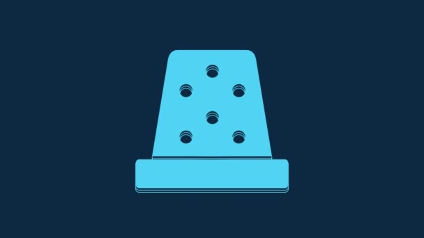 Blue Thimble Sewing Icon Isolated Blue Background Video Motion Graphic — Stockvideo