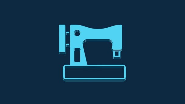 Blå Symaskine Ikon Isoleret Blå Baggrund Video Bevægelse Grafisk Animation – Stock-video