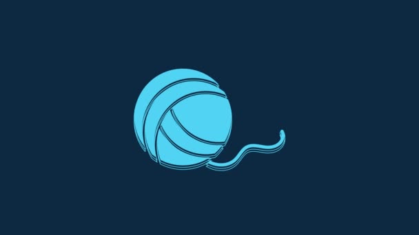 Blue Yarn Ball Symbol Isoliert Auf Blauem Hintergrund Etikett Für — Stockvideo