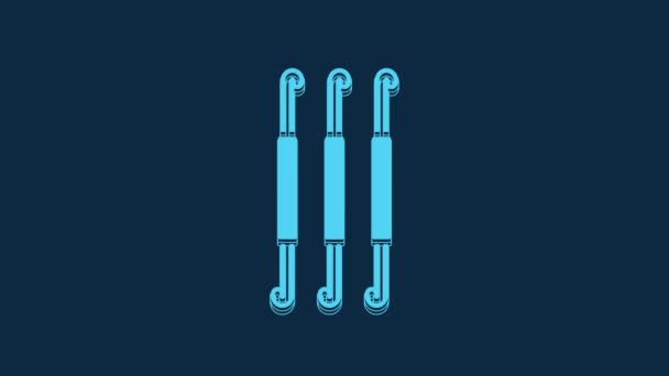 Blue Crochet Hook Icon Isolated Blue Background Knitting Hook Video — Stock Video