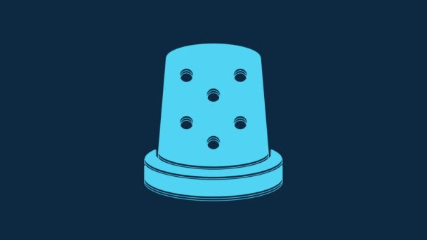 Blue Thimble Sewing Icon Isolated Blue Background Video Motion Graphic — Wideo stockowe