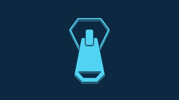 Ікона Blue Zipper Ізольована Синьому Фоні Відеографічна Анімація — стокове відео