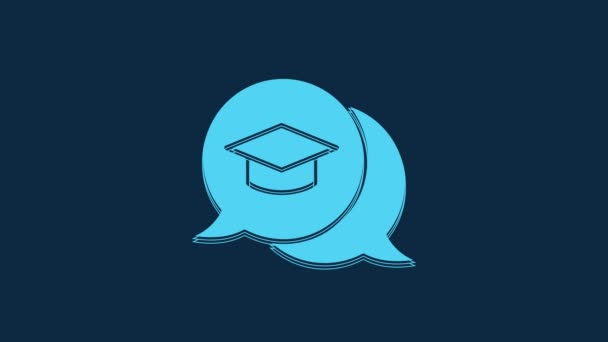 Blue Graduation Cap Speech Bubble Icon Isolated Blue Background Graduation — Stok Video