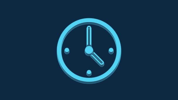 Blue Clock Icon Isolated Blue Background Time Symbol Video Motion — Stockvideo