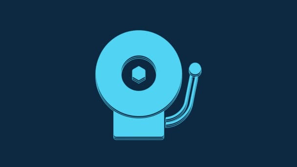 Blue Ringing Alarm Bell Icon Isolated Blue Background Alarm Symbol — Video Stock