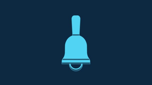 Blue Ringing Bell Icon Isolated Blue Background Alarm Symbol Service — Stockvideo