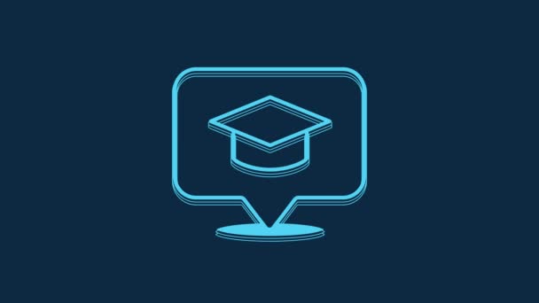 Blue Graduation Cap Speech Bubble Icon Isolated Blue Background Graduation — Αρχείο Βίντεο