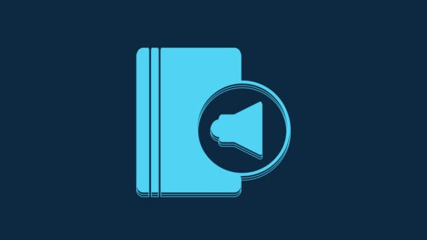 Blue Audio Book Icon Isolated Blue Background Book Headphones Audio — Vídeo de stock
