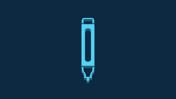 Blue Marker Pen Icon Isolated Blue Background Video Motion Graphic — Stockvideo
