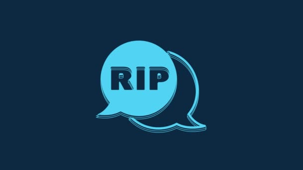 Blue Speech Bubble Rip Death Icon Isolated Blue Background Video — Wideo stockowe