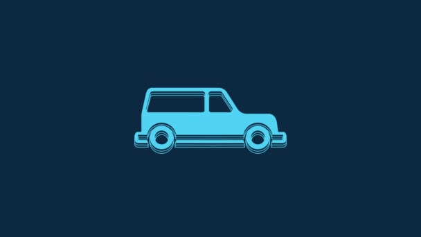 Blue Hearse Car Icon Isolated Blue Background Video Motion Graphic — Stock video