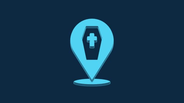 Blue Coffin Christian Cross Icon Isolated Blue Background Happy Halloween — Stockvideo