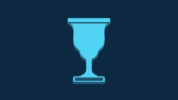 Blue Christian Chalice Icon Isolated Blue Background Christianity Icon Happy — Wideo stockowe
