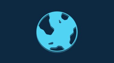 Blue Earth globe icon isolated on blue background. World or Earth sign. Global internet symbol. Geometric shapes. 4K Video motion graphic animation.