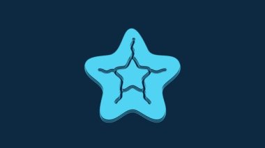 Blue Starfish icon isolated on blue background. 4K Video motion graphic animation.
